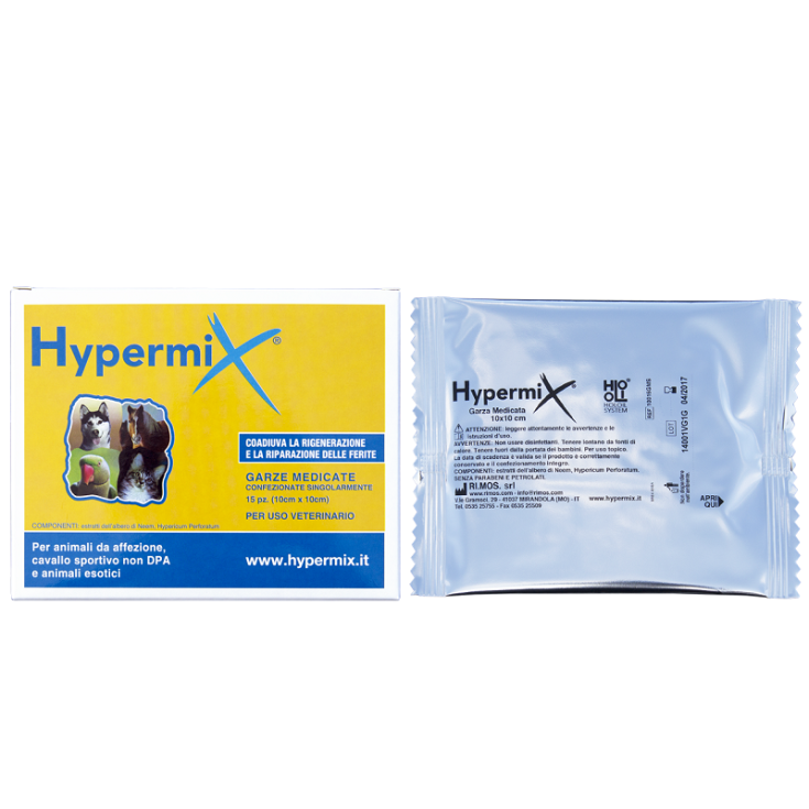 Hypermix Gaze Médicamenteuse 10x10cm Usage Vétérinaire 15 Pièces