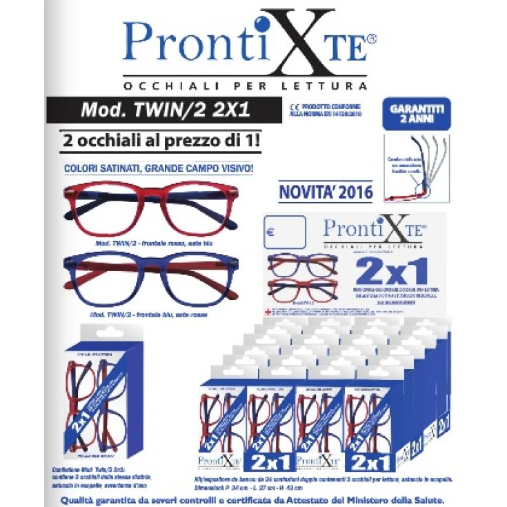 Prontixte Model Twin Recharge Lunettes de Lecture +2.00 Dioptries 2 Pièces