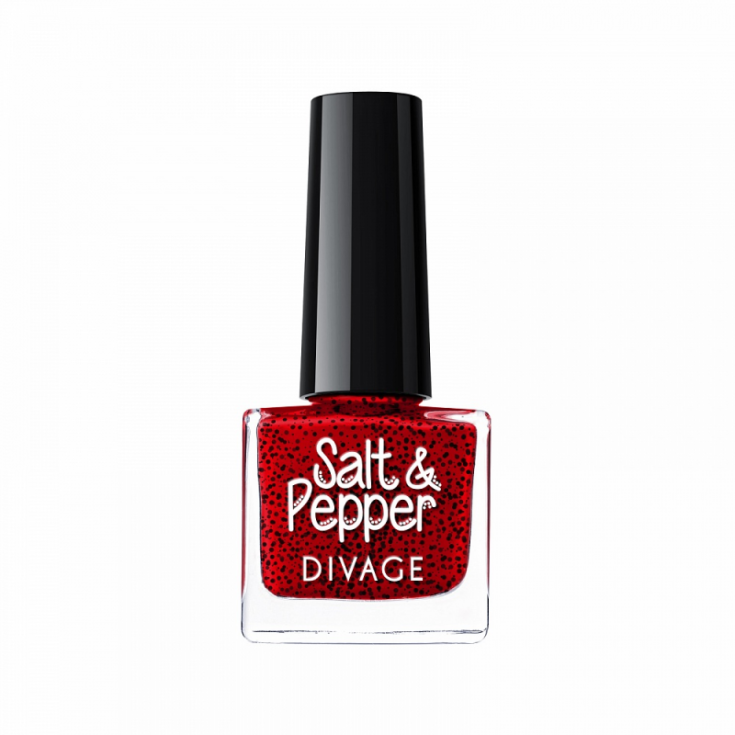 Divage Salt & Pepper Vernis à Ongles Effet Sel-Poivre 13 Rouge Fort