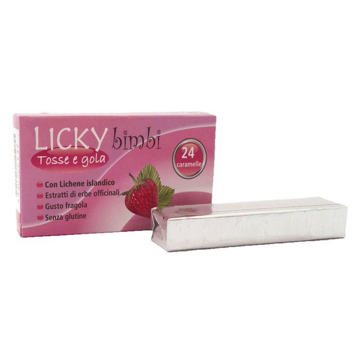 Fitobucaneve Licky Bimbi Toux/gorge Sans Gluten 24 Bonbons à la Fraise