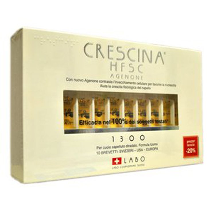 Labo Crescina HFSC Avec Agenone Dosage 1300 Homme Taille 10 Ampoules