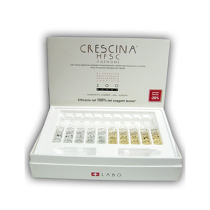 Labo Crescina HFSC Agenone Traitement Complet Dosage 200 Femme Taille 20 + 20 Ampoules