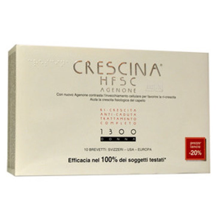 Labo Crescina HFSC Agenone Traitement Complet Dosage 1300 Femme Taille 20 + 20 Ampoules