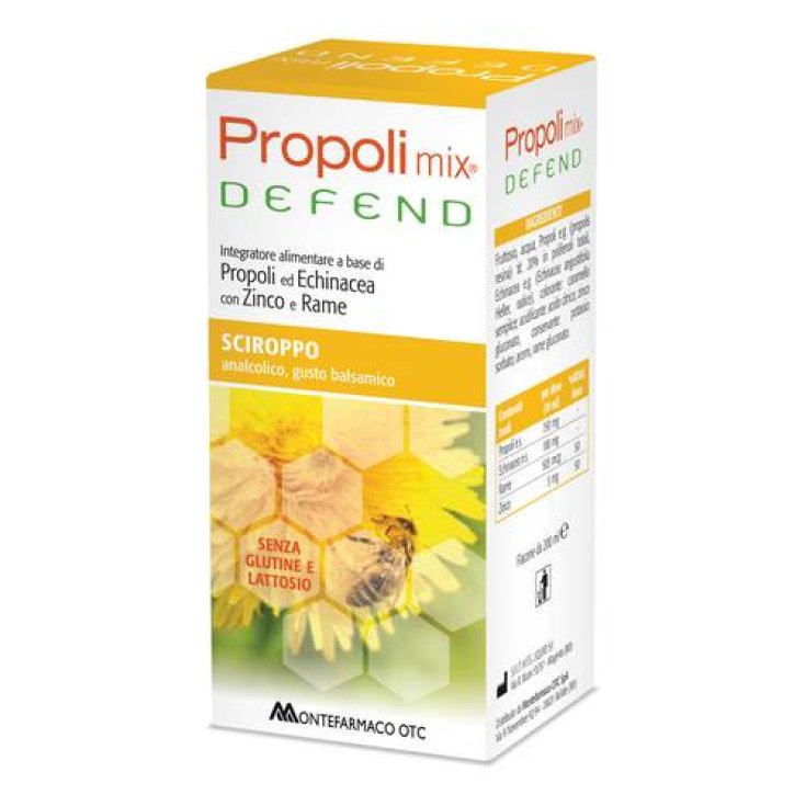 Montefarmaco OTC Propolis Mix Defend Sirop Complément Alimentaire Sans Gluten 200 ml