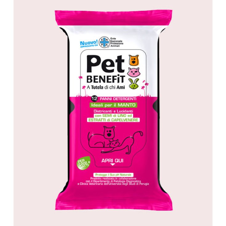 Pet Benefit Lingettes nettoyantes idéales pour le pelage des chiens et des chats 12 pièces