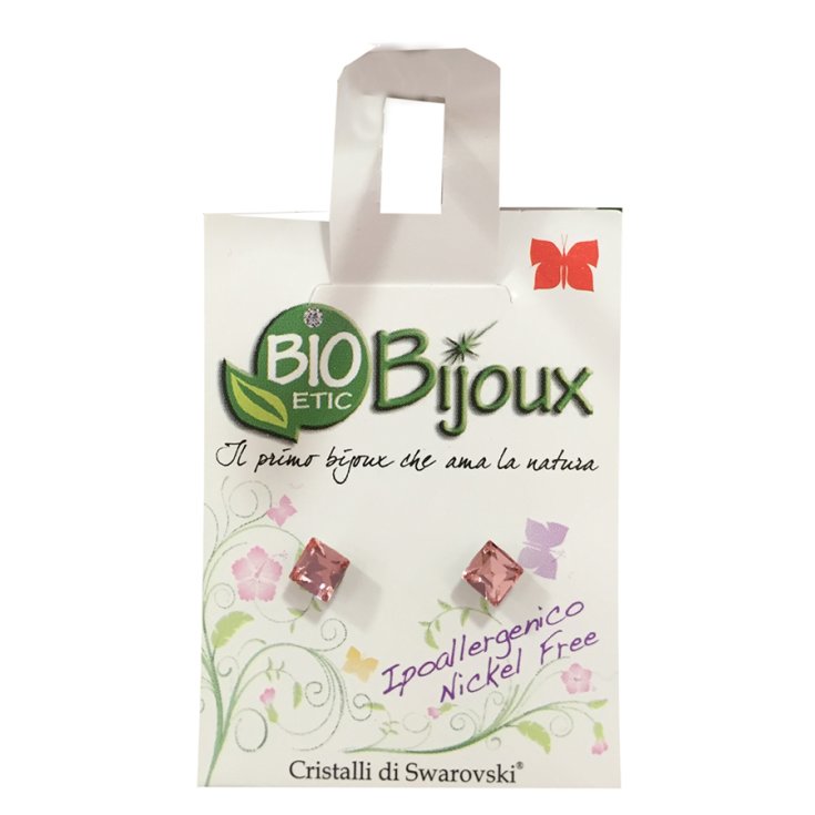 Bioetic Bijoux Cube Boucle d'Oreille 4 mm Rose Clair