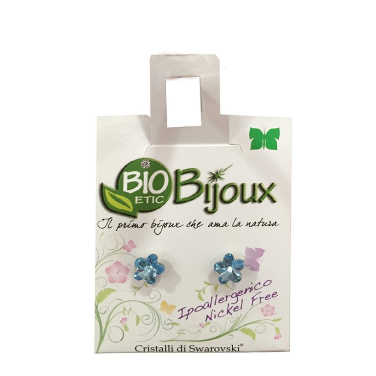 Bioetic Bijoux Boucle d'Oreille Fleur Aigue Marine 6mm