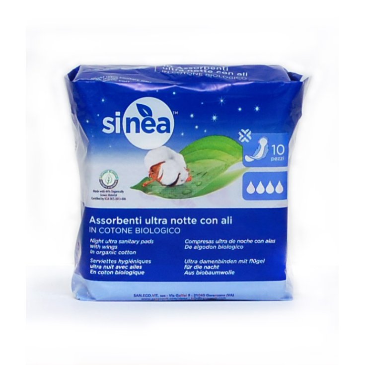 Sinea Absorb Ultra Night Avec Ailes En Coton Bio 10 pièces