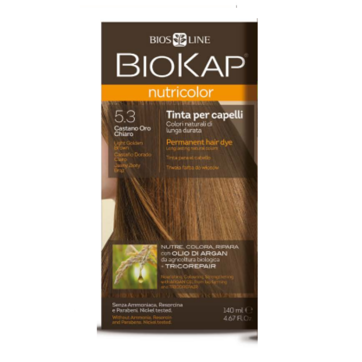 BiosLine Biokap Nutricolor Teinture pour cheveux délicats Couleur 5.3 New Light Gold Brown