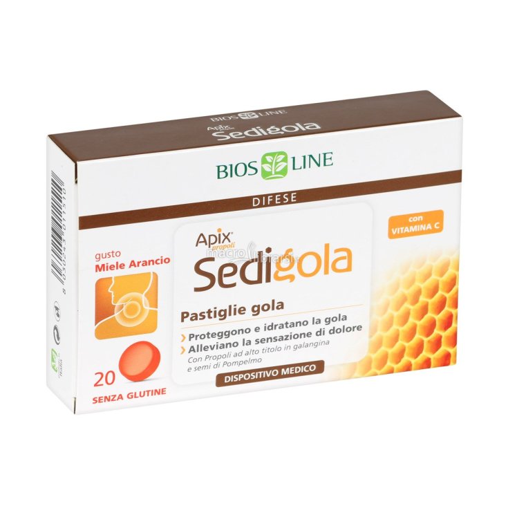 BiosLine Apix Propolis Sedigola Miel Orange Dispositif Médical 20 Comprimés