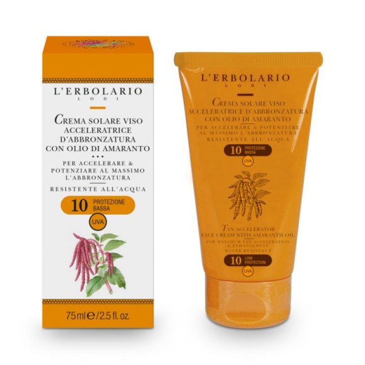 L'Erbolario Crème Solaire Visage Accélérateur de Bronzage à l'Huile d'Amarante SPF10 75 ml