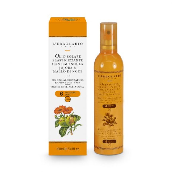 L'Erbolario Huile Solaire Élastifiante Au Calendula Jojoba & Coque De Noix SPF6 100 ml