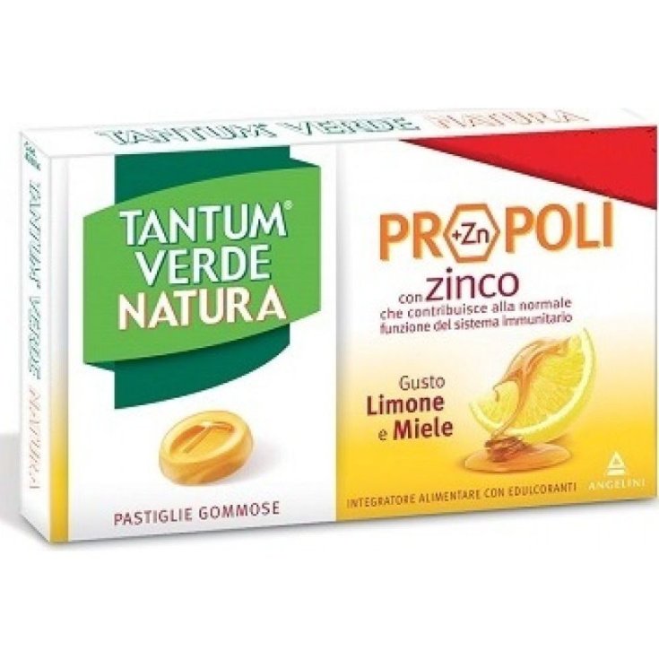 Angelini Tantum Verde Natura Propolis + C (+ Zn) Complément Alimentaire Goût Citron & Miel Comprimés Gélifiés