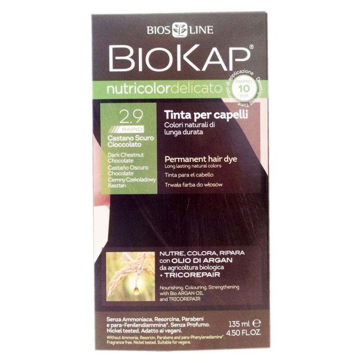 Bios Line Biokap Nutricolor Teinture pour cheveux délicats Couleur 2,9 Brun chocolat foncé