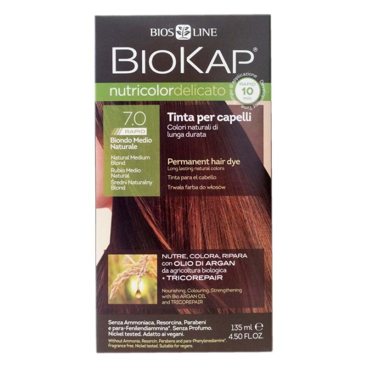 Bios Line Biokap Nutricolor Teinture pour cheveux délicats Couleur 7.0 Blond moyen naturel