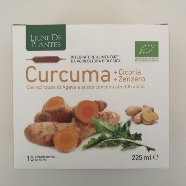 Ligne De Plantes Curcuma + Chicorée + Gingembre Complément Alimentaire Bio 15 Ampoules Buvables