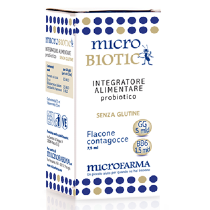 Microfarma Gouttes Microbiotiques Complément Alimentaire Sans Gluten 7.5ml