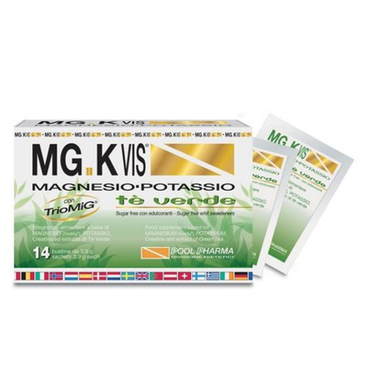 Pool Pharma Mg.K Vis® Magnésium Potassium Thé Vert Complément Alimentaire 14 Sachets