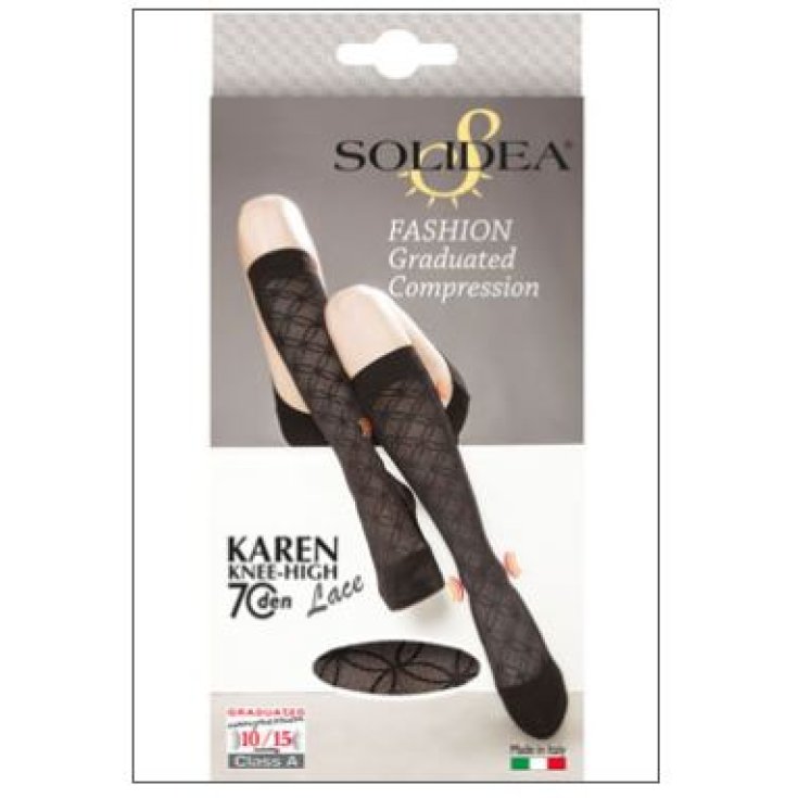 Solidea Karen 70 Lace Knees HIgh Lace Knee Highs Couleur Noir Taille 2 M