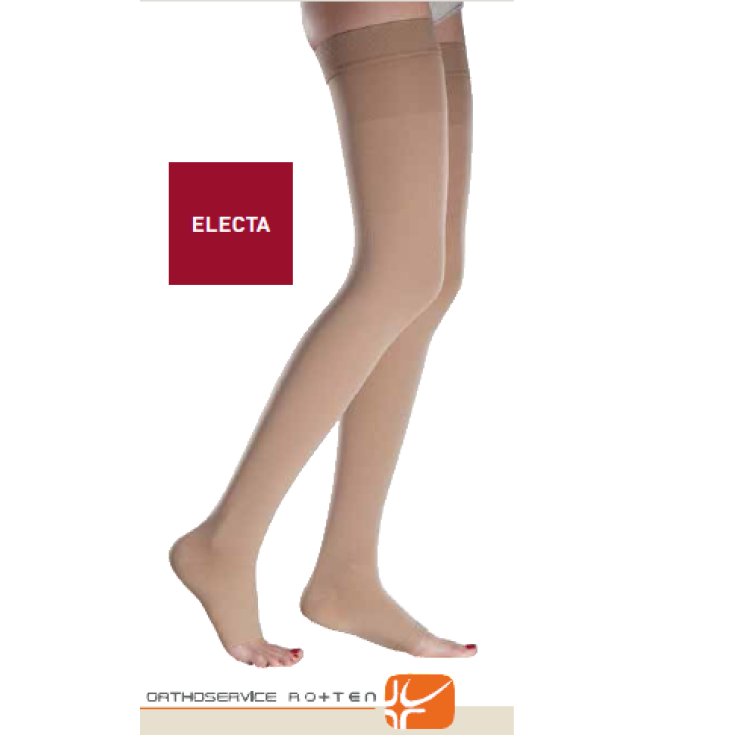 Ro + Ten Electa Stocking AG Long Compression Multifibre Medical Stocking 1 Open Toe Beige Couleur Taille S