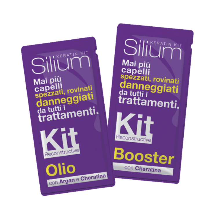 Silium Kit Huile Reconstructrice + Booster Soin Reconstructeur Cheveux Abîmés à la Kératine d'Argan 2 Sachets x12ml