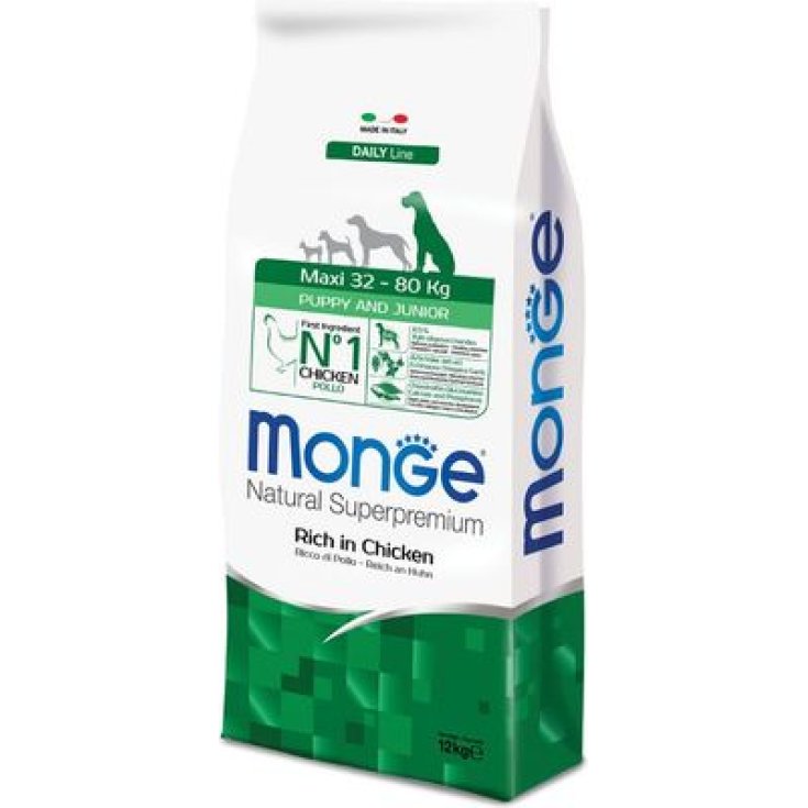 Monge Natural Maxi Puppy & Junior Riche en Poulet Croquettes pour Chiens (2 - 12 Mois) 12Kg