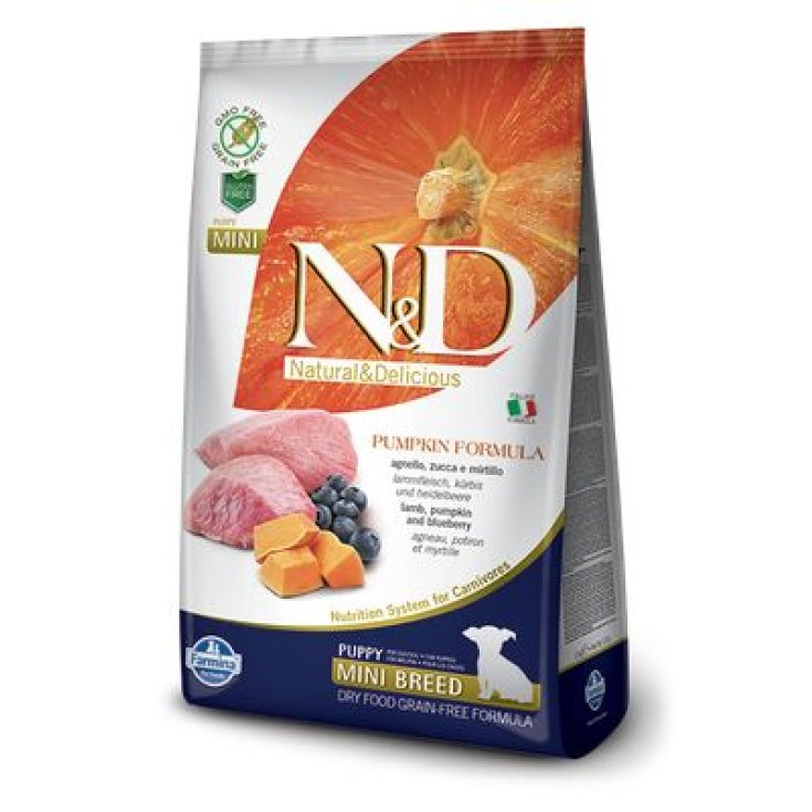 N&D Natural & Delicious Grain Free Pumpkin Puppy Mini Croquettes pour Animaux Agneau et Myrtille 800g