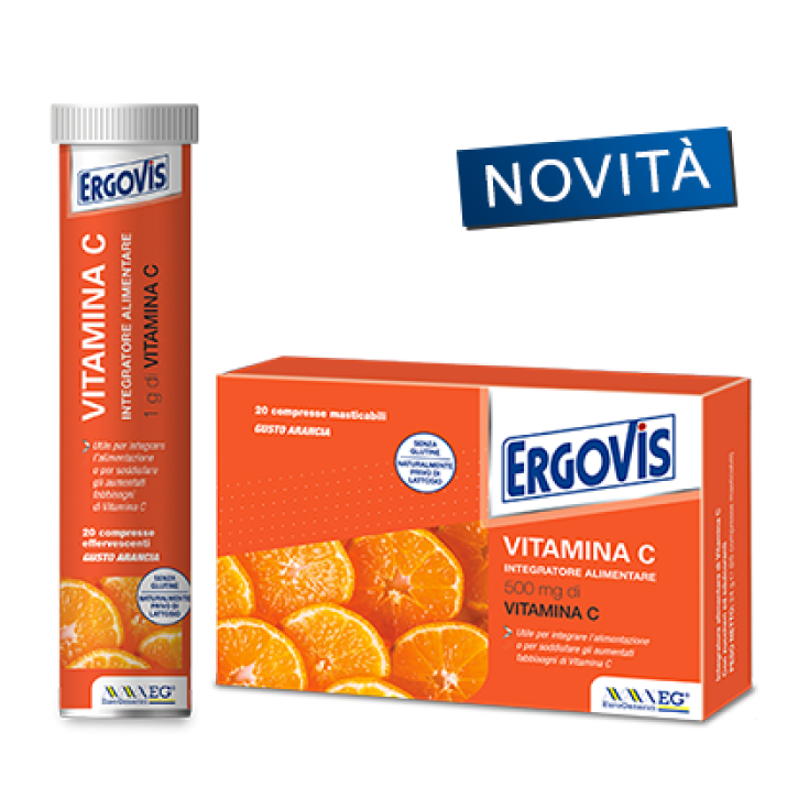 Ergovis Complément Alimentaire Vitamine C 500 mg 20 Comprimés à Croquer