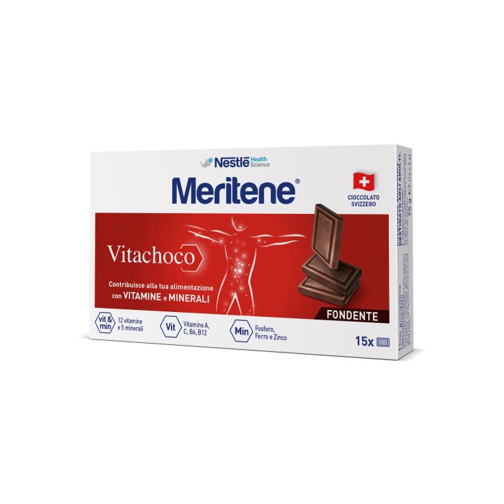 Nestlé Health Science Meritene Vitachoco Dark Supplément de vitamines et de minéraux dans du chocolat suisse 15 x 5 g