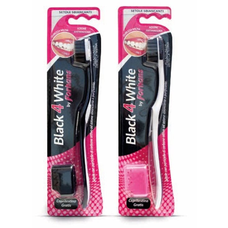 Forhans Black4White Brosse à dents blanchissante avec particules de charbon actif 1 pièce