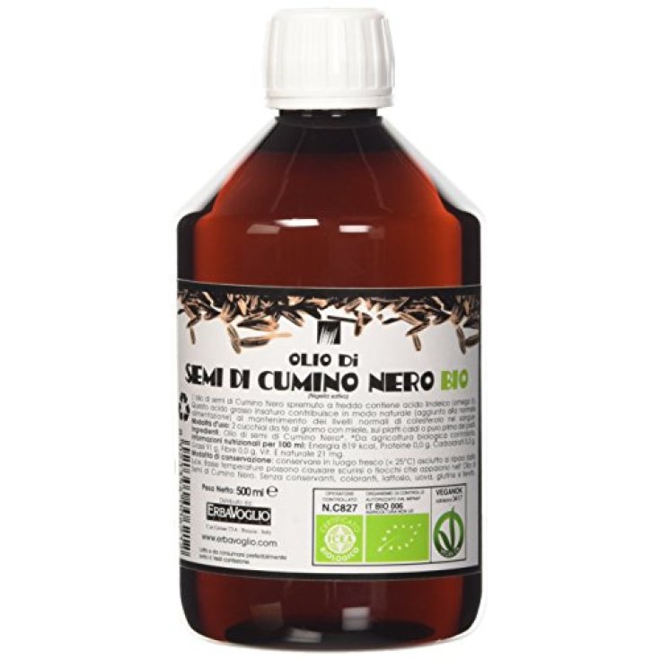 Erbavoglio Huile de Graines de Cumin Noir Bio 500 ml