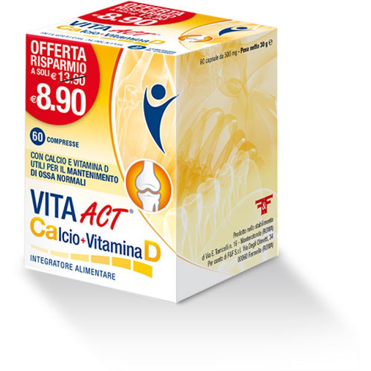 F&F Vita Act Calcium + Vitamine D Complément Alimentaire 60 Comprimés