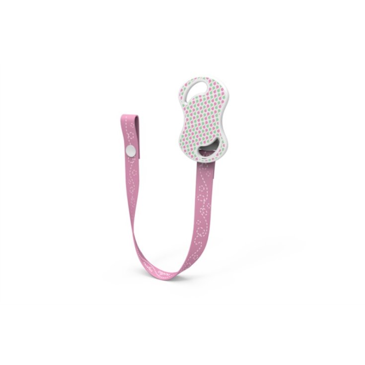 Ruban porte-tétine Nuvita avec bouton de fermeture rose