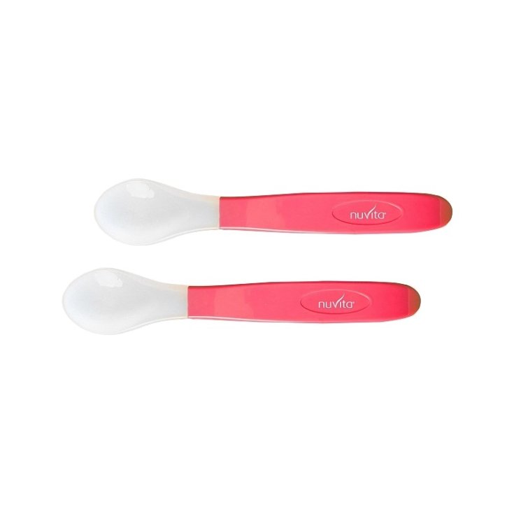 Nuvita Set 2 cuillères en silicone rose