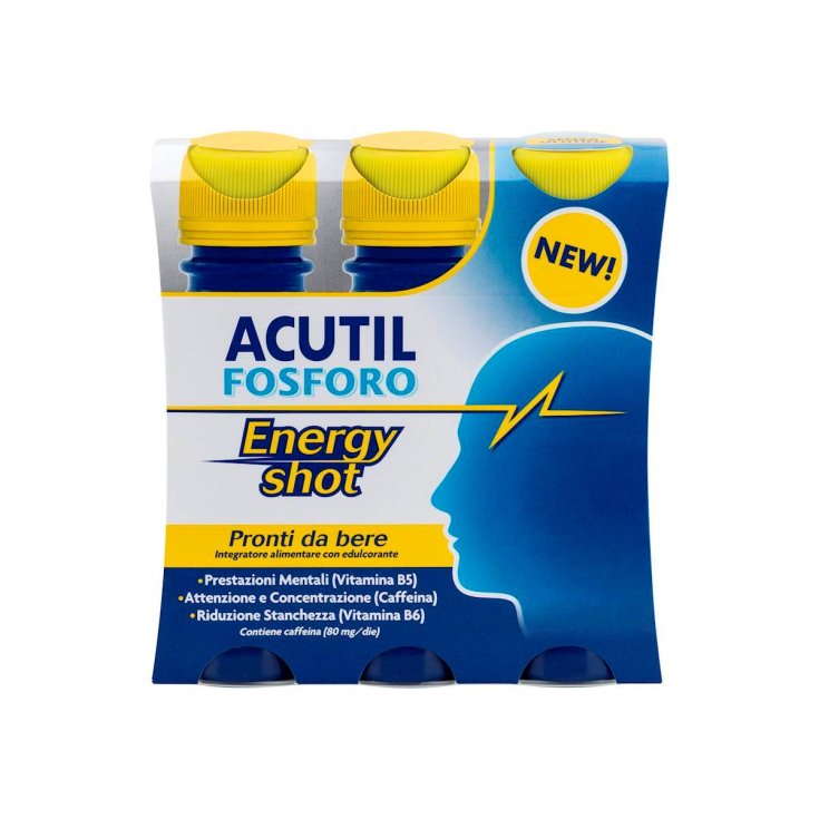 Angelini Acutil Fosforo Energy Shot Complément Alimentaire Sans Gluten Lot de 3 x 60 ml