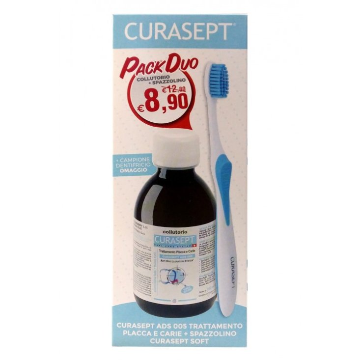 Curasept Pack Duo Ads Bain De Bouche Avec Chlorhexidine 0,12% + Brosse à Dents Soft Clean