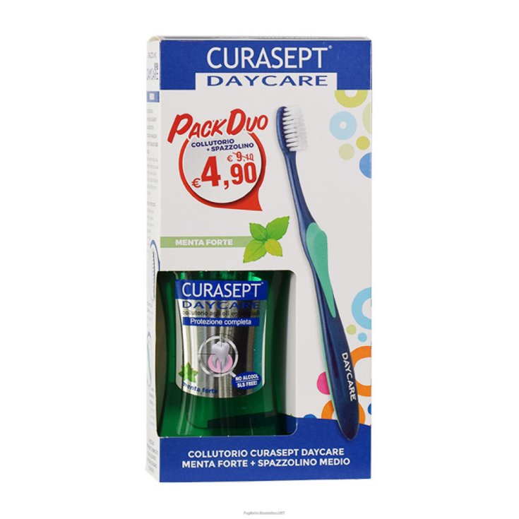 Curasept Soin de Jour Protection Complète Menthe Forte Bain de Bouche 250 ml + Promo Brosse à Dents