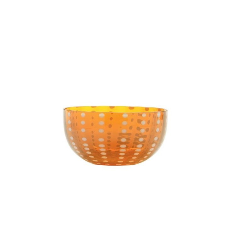 Safran Bol Verre Orange Perles 2 Pièces