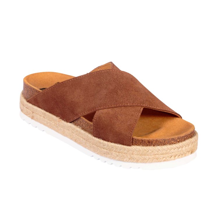 Scholl® Malindy Sandale Femme Cross Suede Bioprint® Semelle Intérieure Couleur Marron Taille 36