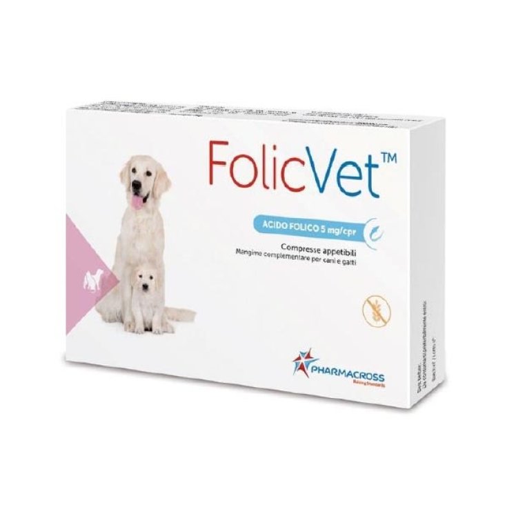 Pharmacross FolicVet™ Aliment Complémentaire Pour Chiens Et Chats 15 Comprimés 5mg