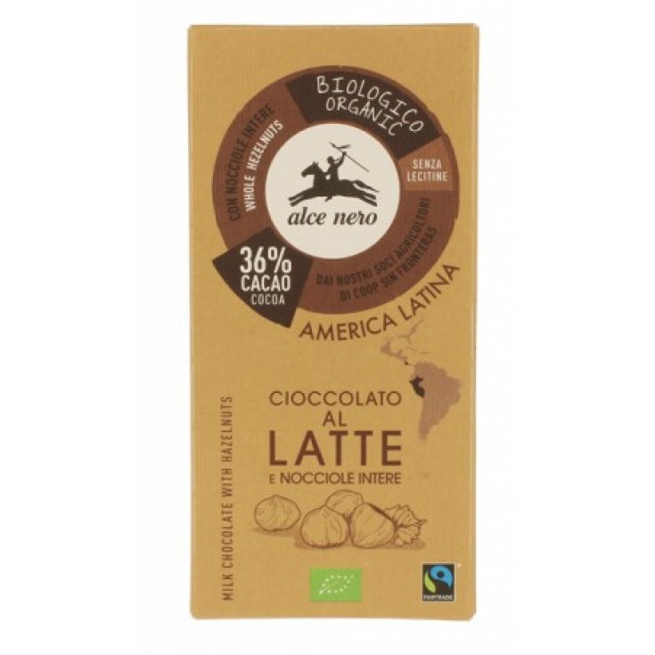 Chocolat au Lait 36% Aux Noisettes Entières Bio Alce Nero 100g