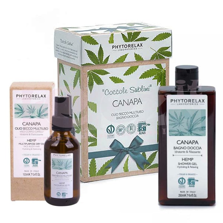 Coffret Sublime Câlins Huile Sèche Chanvre 100 ml + Bain Douche 250 ml Phytorelax