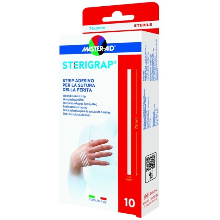 MASTER-AID® STERIGRAP® Bande Adhésive 75X3mm 10 Pièces