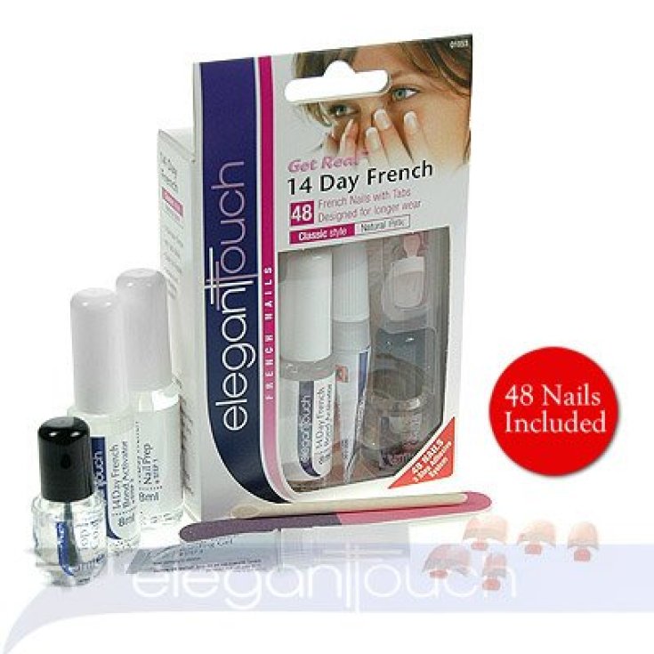 Uragme Elegant Touch Get Real 14 Jours Français Kit d'Ongles Artificiels Couleur Nue