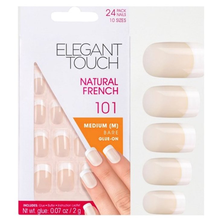 Uragme Elegant Touch Natural French Fake Nails Couleur 101 French Bare 24 Nails