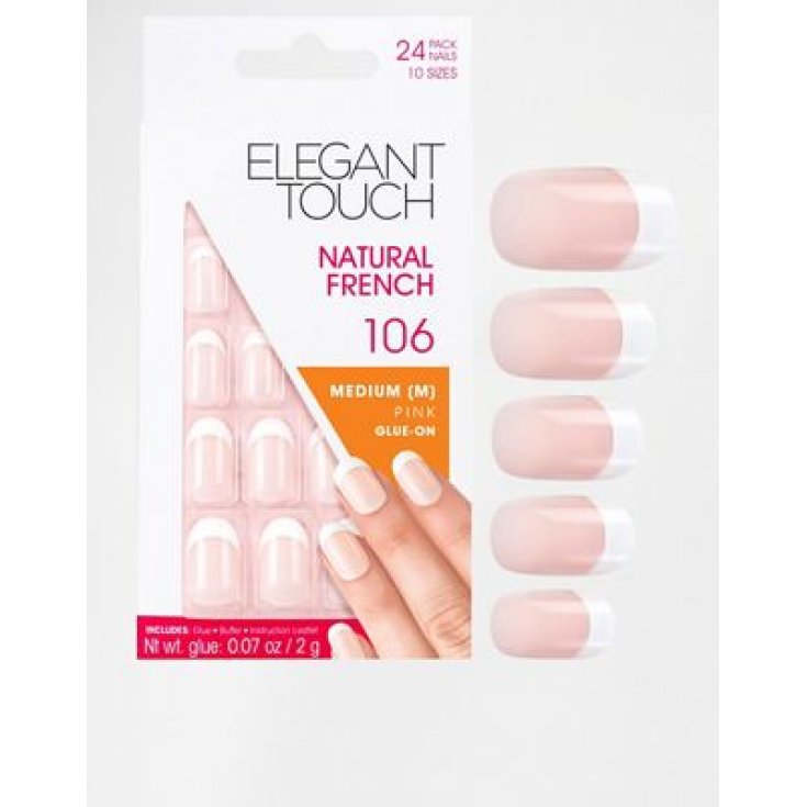 Uragme Elegant Touch Naturel Français Faux Ongles Couleur 106 Rose Français 24 Ongles