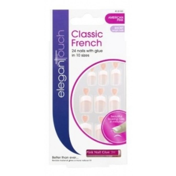 Uragme Elegant Touch Classic French American Girl Rose Court Longueur 24 Faux Ongles Courts