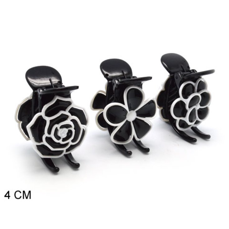 Look Company Pince Blanche Fleur Noire Article 476-606
