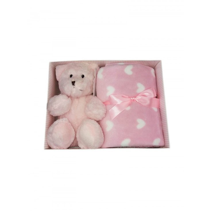 Ensemble 2 pièces boîte-cadeau couverture couverture berceau nuage landau avec peluche bébé fille nouveau-né nazaréen gabrieli rose TU