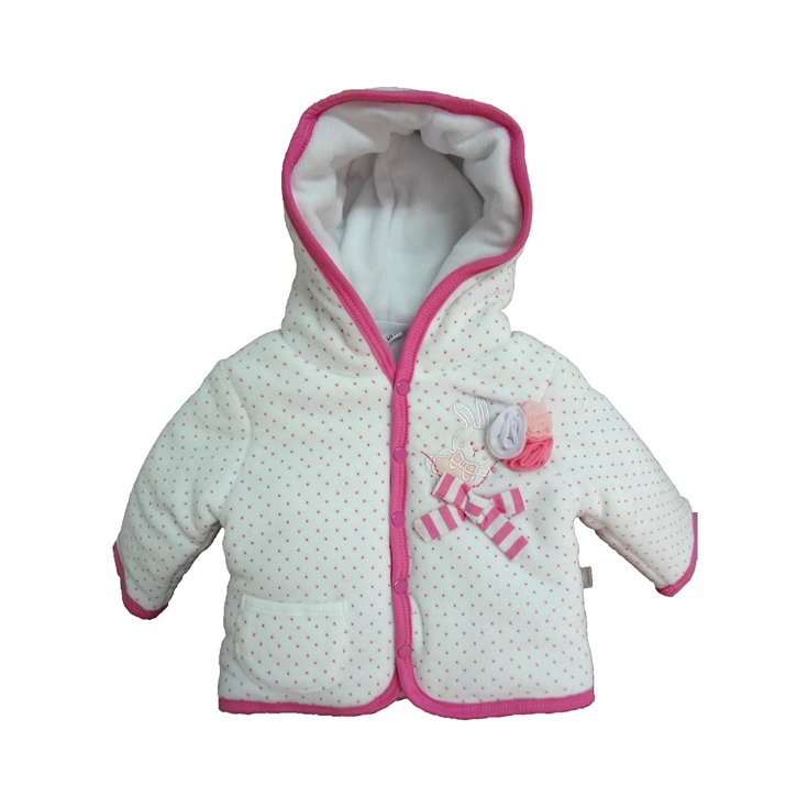 Veste manteau chenille bébé garçon Bidibimbo blanc rose 6 - 9 mois